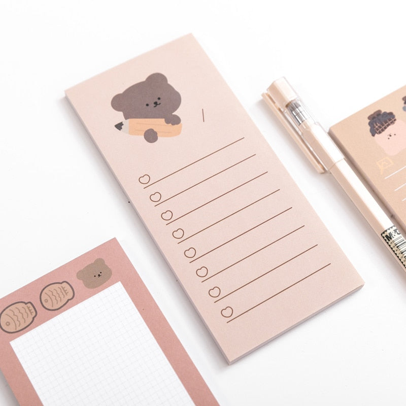 50 Sheets Cute Korean Biscuits Bear Memo Pad