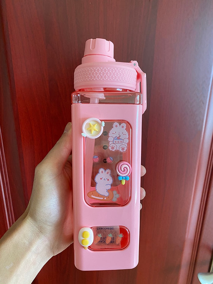 Kawaii Bear Pastel Water Bottle With 3D Sticker 700ml/900ml