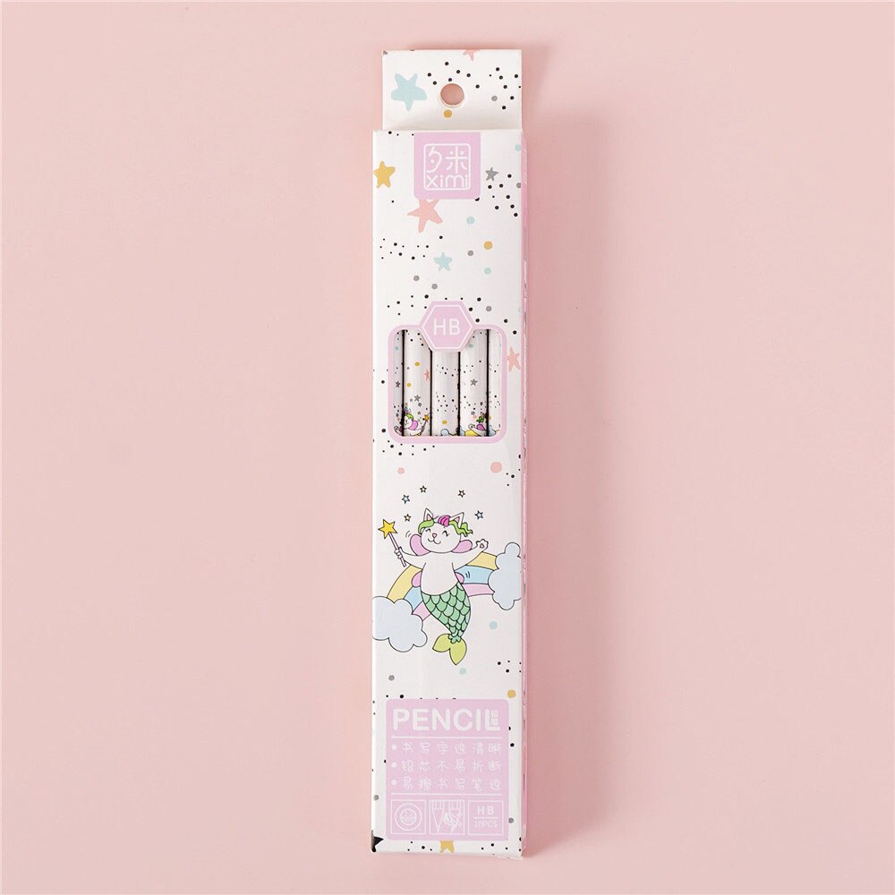 10 pcs/set Cute Cartoon Pencils with Earsers HB