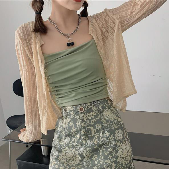 Elegant Breathable All-match Long Sleeve Cardigan White/Apricot/Black