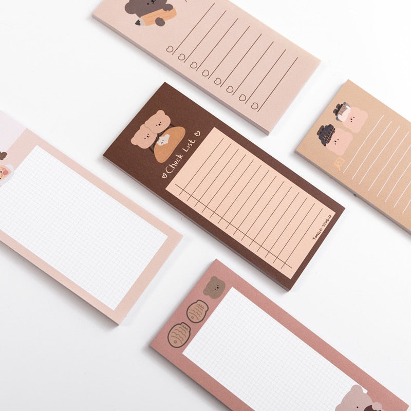 50 Sheets Cute Korean Biscuits Bear Memo Pad