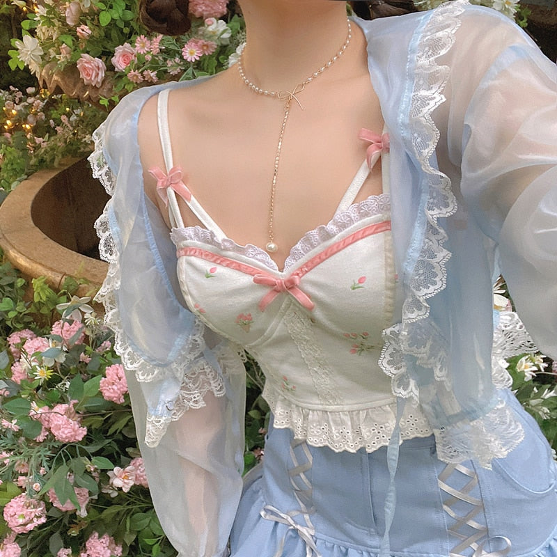 Summer Floral Kawaii Halter Tops
