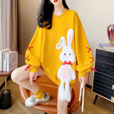 Cotton Winter Embroidery Rabbit Pullover