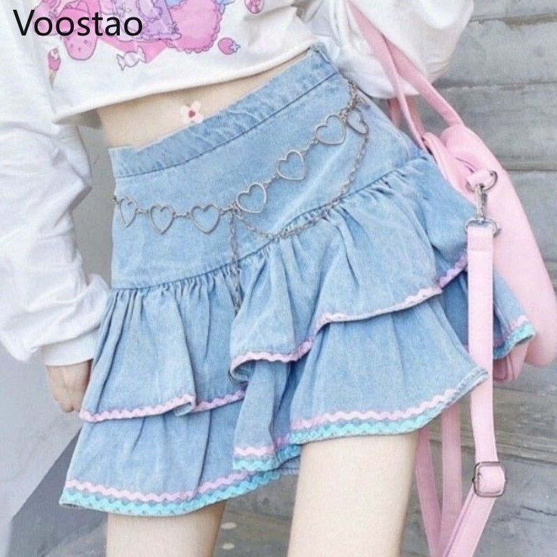 Sweet Lolita Style Mini Skirt With Pink Detail
