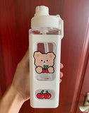 Kawaii Cartoon Plastic Water Bottle With Straw 700/900ml