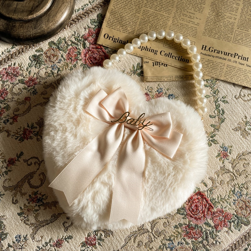 Lolita Love Heart Plush Hand-Carrying Bag