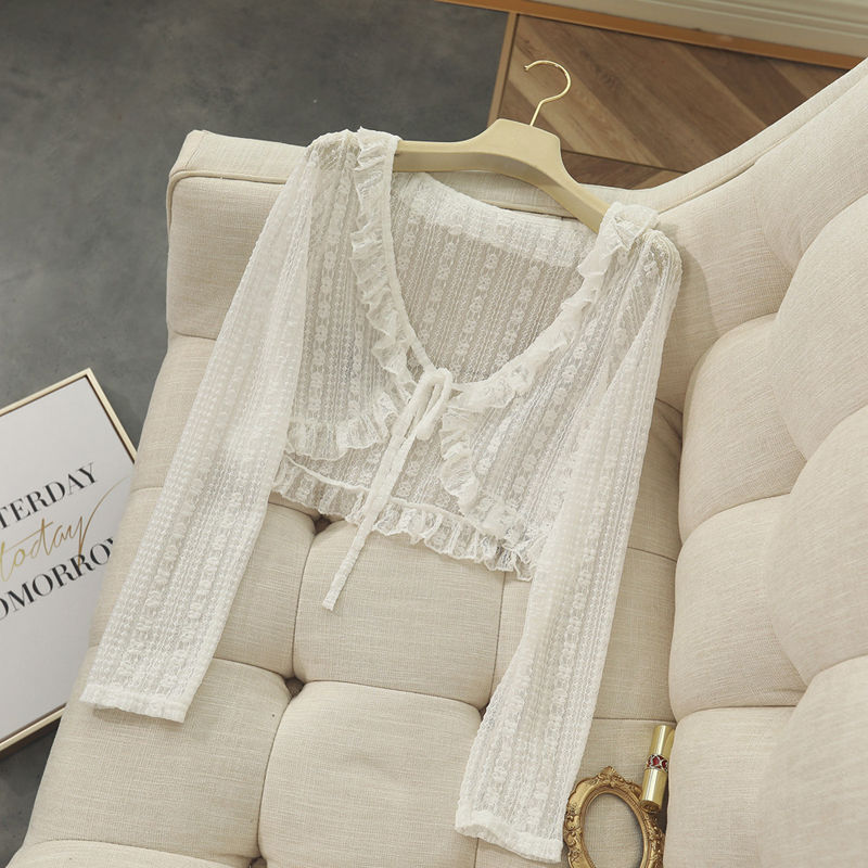Elegant Breathable All-match Long Sleeve Cardigan White/Apricot/Black