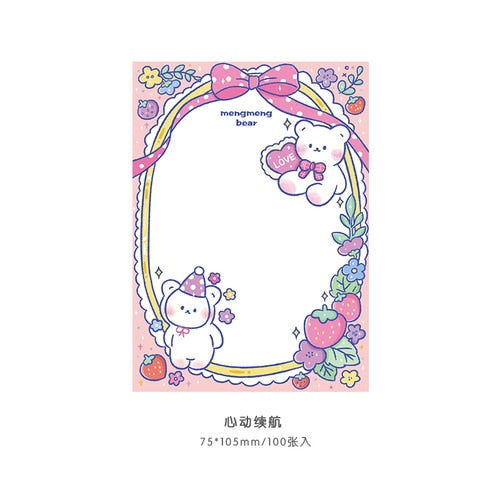 100 pcs Kawaii Cartoon Rainbow Bear Memo Pad