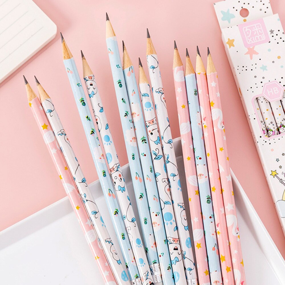 10 pcs/set Cute Cartoon Pencils with Earsers HB