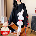Cotton Winter Embroidery Rabbit Pullover