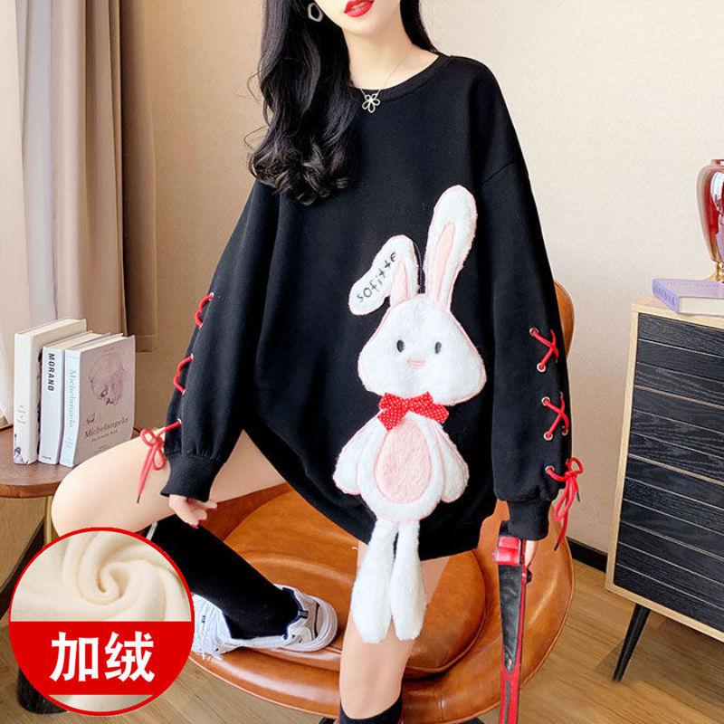 Cotton Winter Embroidery Rabbit Pullover