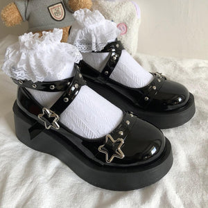 Lolita Star Buckle Strap Cross-tied Platform Shoes