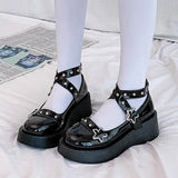 Lolita Star Buckle Strap Cross-tied Platform Shoes