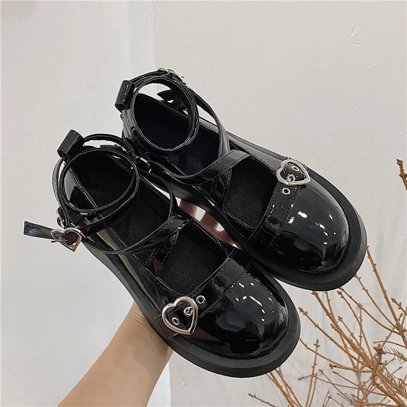 Lolita Star Buckle Strap Cross-tied Platform Shoes
