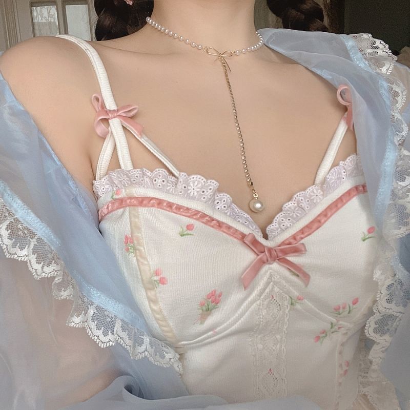 Summer Floral Kawaii Halter Tops