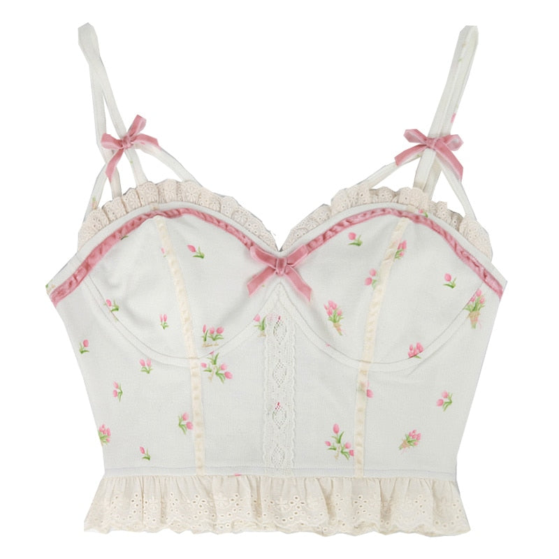 Summer Floral Kawaii Halter Tops