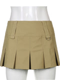 Retro Pleated Mini Denim Skirt