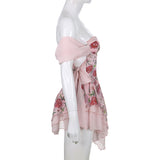 Coquette Floral Chiffon Dress Pink
