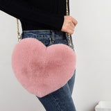 Kawaii Heart Shaped Faux Fur Plush Handbag
