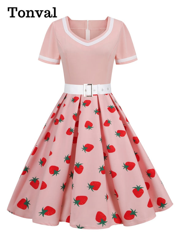 Strawberry Delight a Nostalgic Journey Through 50s Pinup Elegance