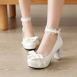 Cute Bow Lace Princess Lolita High Heels