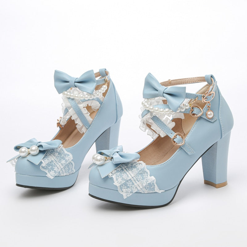 Cross Strap Bow Princess Cosplay Lolita Shoes