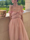 Long Summer Pink Casual Fairy Dress