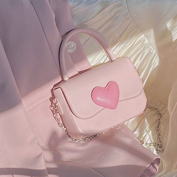 Pink Heart Girly Small Square Shoulder Bag