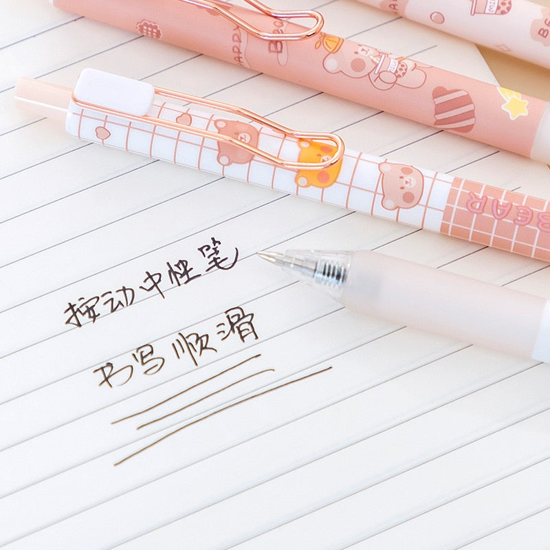 4 pcs/set Kawaii Cartoon Bear Mechanical Gel Ink Pen