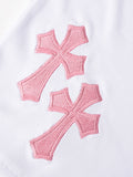 White/Black Cross Embroidered Mini Dress