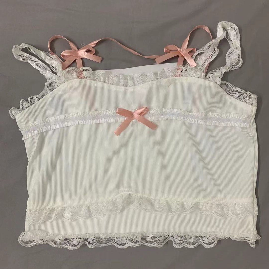 Ruffle A-line Kawaii Top with Pink Bow