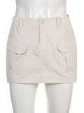 White Cargo Skirt Low Waisted