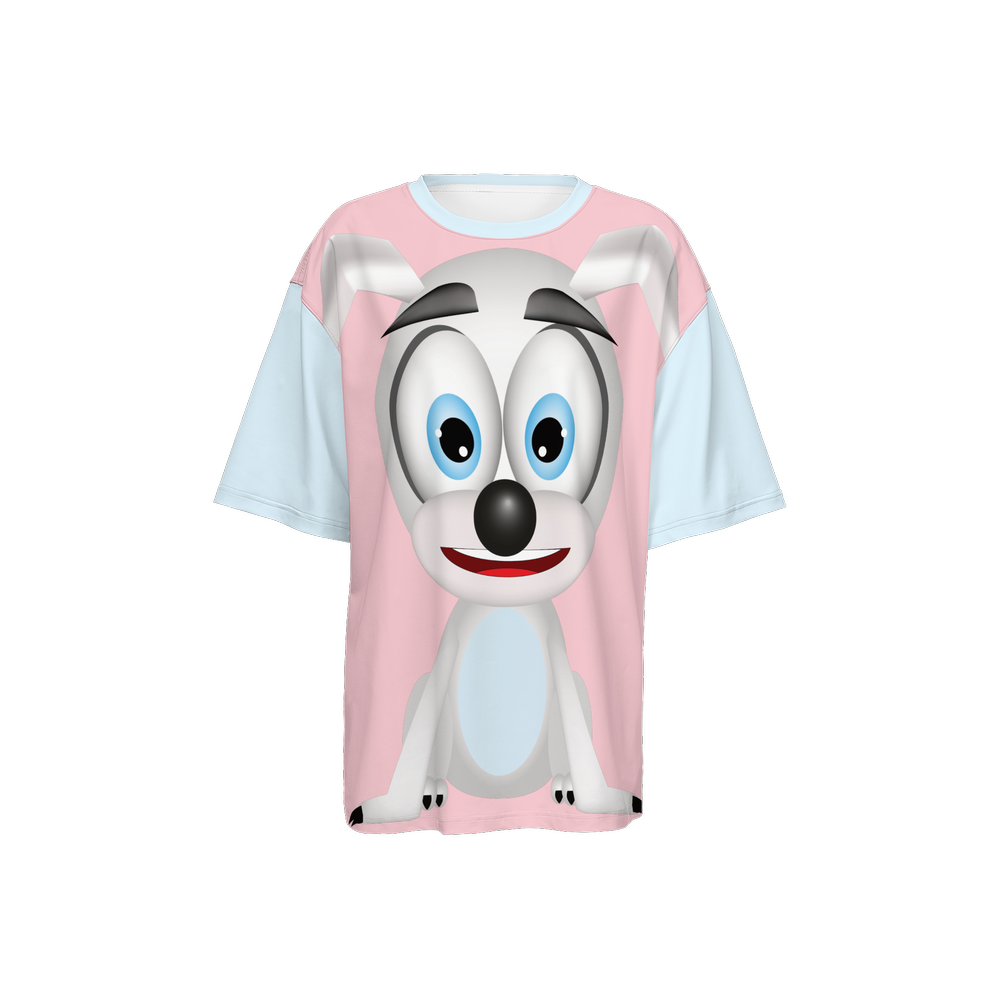 Kawaii Dog Women’s Oversized Short-Sleeve T-Shirt-Heavyweight 225g