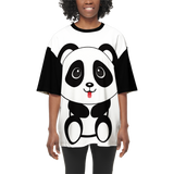 Kawaii Panda Women’s Oversized Short-Sleeve T-Shirt-Heavyweight 225g