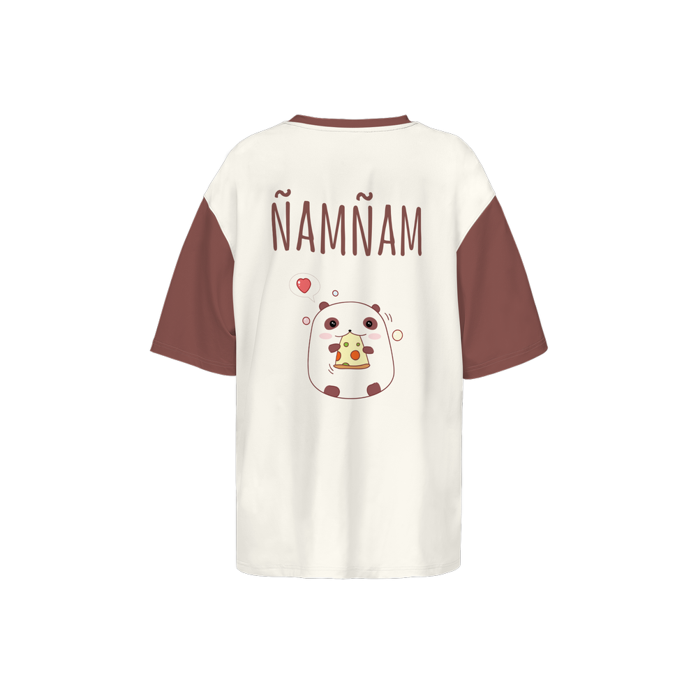 Kawaii Panda Cheese Women’s Oversized Short-Sleeve T-Shirt-Heavyweight 225g