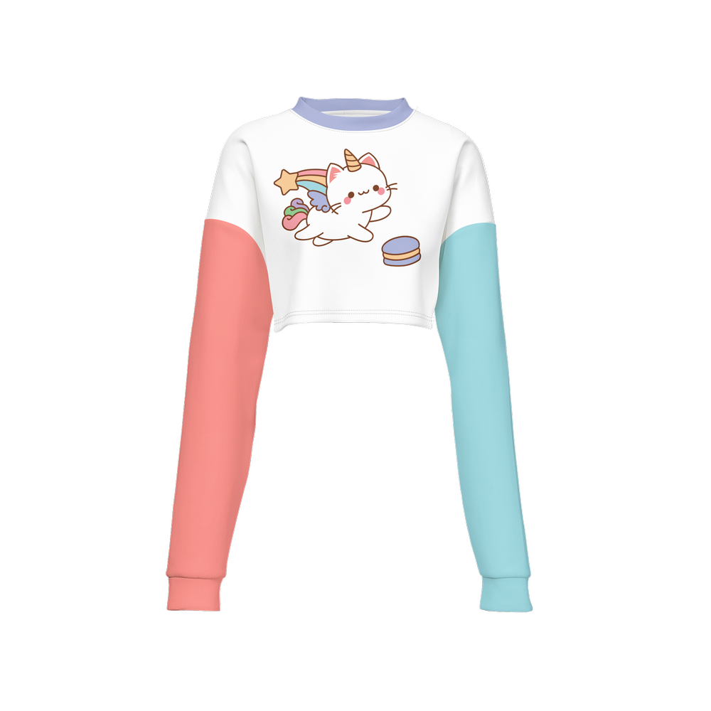 Kawaii Cats Cropped Crewneck Sweatshirt