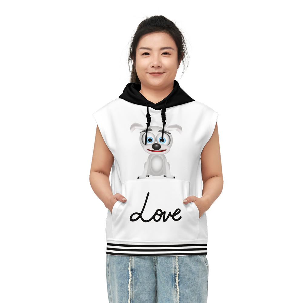 I love kawaii dogs sleeveless pullover hoodie