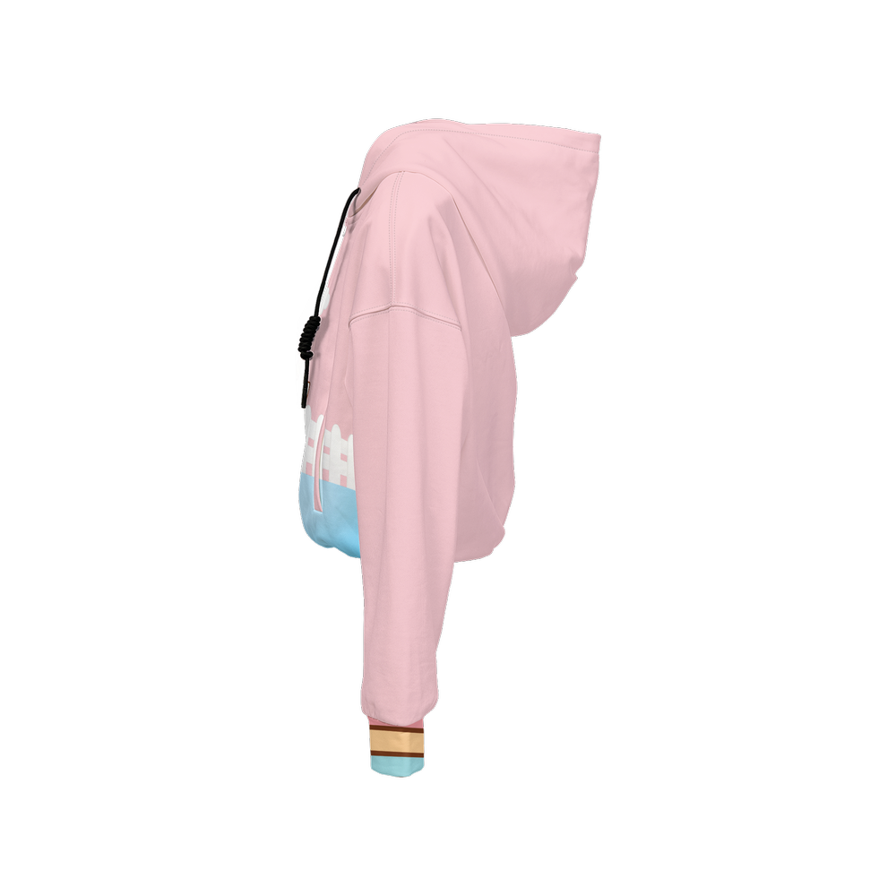 Happy Day Kawaii Cropped Full-Zip Hoodie-Super Heavy 375g