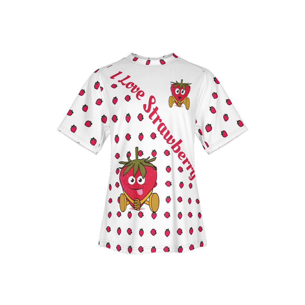 I Love Strawberry Women’s Athletic Jersey-Heavyweight 225g