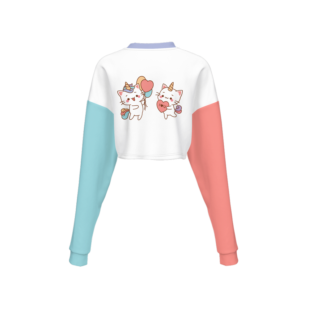 Kawaii Cats Cropped Crewneck Sweatshirt