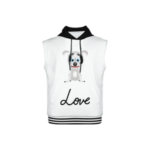 I love kawaii dogs sleeveless pullover hoodie