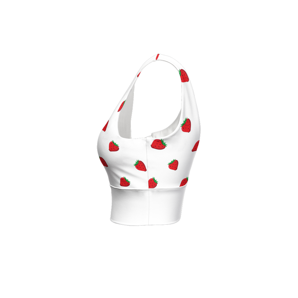 Kawaii Strawberry V-Shape-Back Sports Bra-Butter Soft Texture