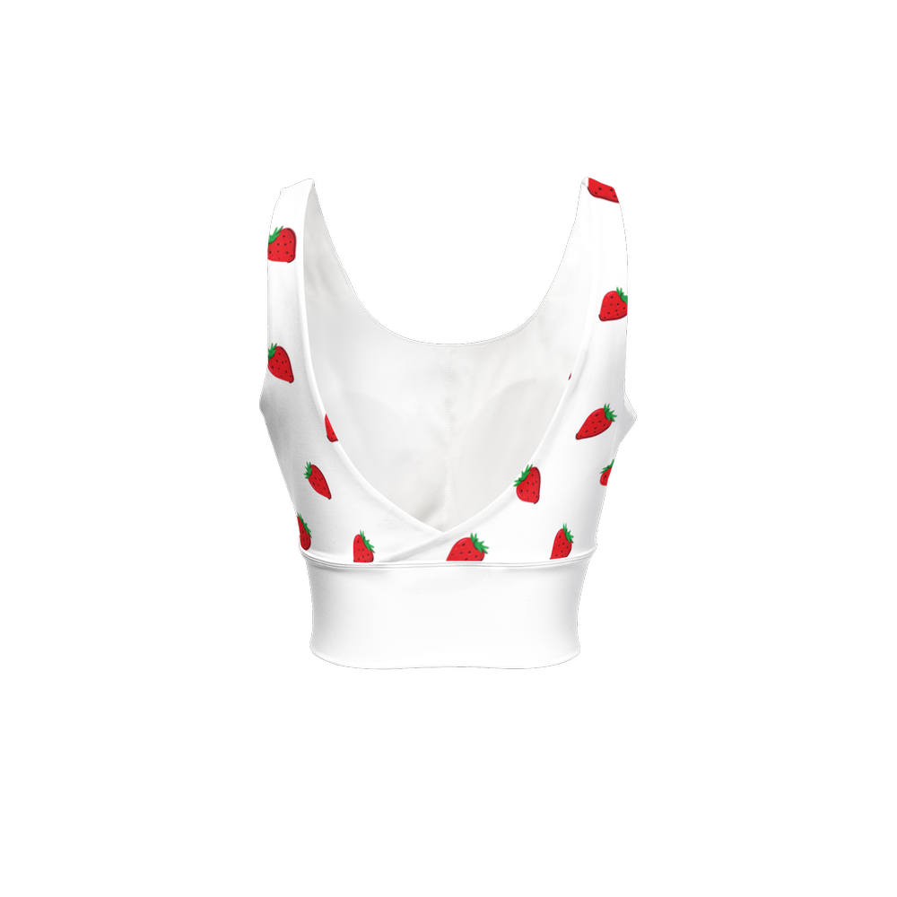 Kawaii Strawberry V-Shape-Back Sports Bra-Butter Soft Texture