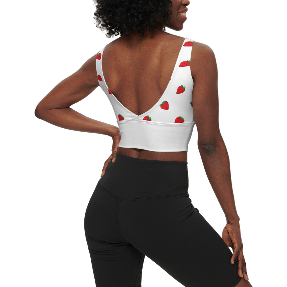 Kawaii Strawberry V-Shape-Back Sports Bra-Butter Soft Texture