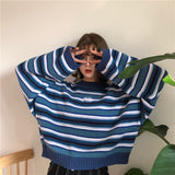 Korean Harajuku Loose Wild Striped Student Sweater