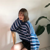 Korean Harajuku Loose Wild Striped Student Sweater