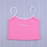 letters Embroidery spaghetti straps  crop top babygirl