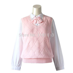 JK uniforms pullover sweater vest cute pink diamond twist style