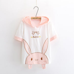Lovely Rabbit Graphic Pink T shirt