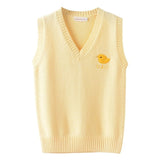All-match yellow girl style embroidery  sweater vest